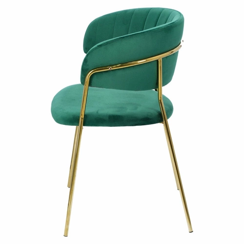 Jídelní židle Margo Intesi zelená čalouněná sametová glamour s područkami na zlatých nohách