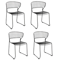 Sada 4 černých židlí Hilly