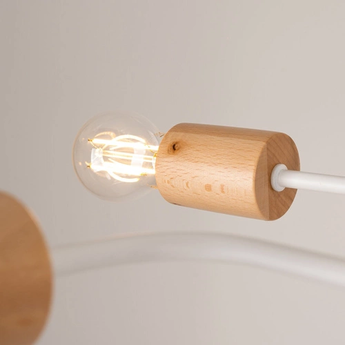 Loftový lustr TIMBO 6 bílý s dřevem moderní stropní svítidlo do obýváku