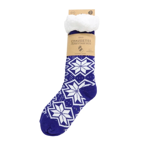 Intesi dámské zimní protiskluzové ponožky s vločkami tmavě modré s kožíškem 36-41