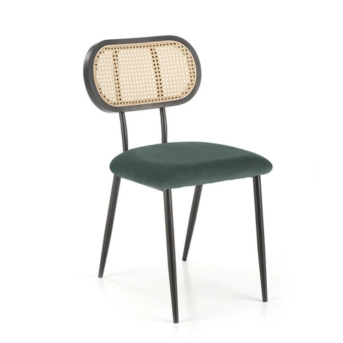 Čalouněná velurová židle Sophie zelená do jídelny a obýváku moderní na černých nohách