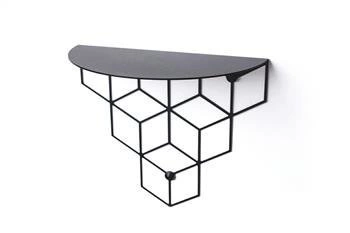 Stiga moderní černá kovová nástěnná police do obýváku a ložnice POLYHEDRA 28 cm
