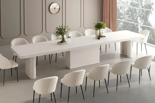 Rozkládací jídelní stůl Ellerbe v matné bílé na jedné noze