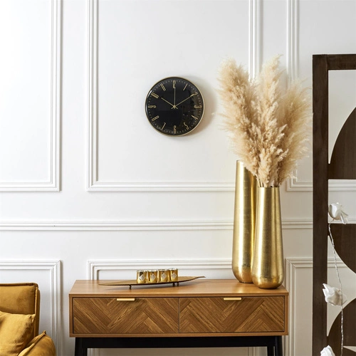 Nástěnné hodiny glamour Luce černo-zlaté 30 cm tichý chod moderní do obýváku Intesi