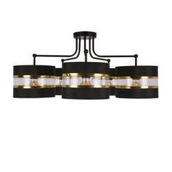 Andy závěsná lampa černá 5x40W E27 stínidlo černá+zlatá