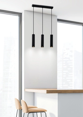 Závěsná lampa Tubo černá 3x25W GU10 stínidlo 25cm černá