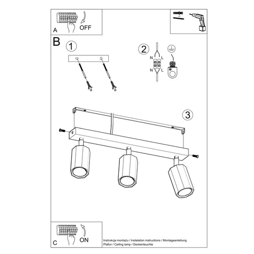 Dřevěné stropní svítidlo Zeke 3 dub moderní do obýváku, kuchyně nebo ložnice