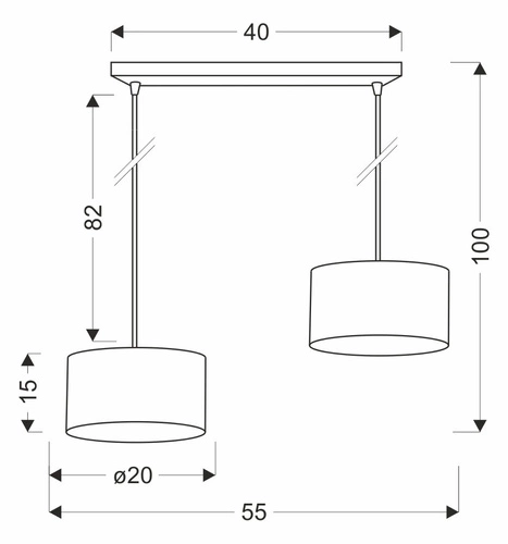PANDY závěsná lampa černá 2x40W E27 stínidlo šedá+zlatá