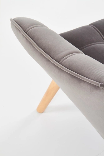 Sametové šedé křeslo Kalmen