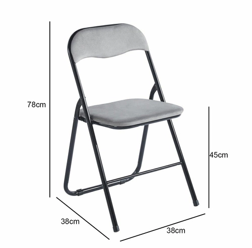 Skládací čalouněná židle samet šedá Amun Velvet Intesi do kuchyně na kovových nohách