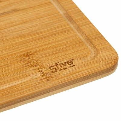 Sada 3 kuchyňských nožů z nerezové oceli a bambusové krájecí prkénko s drážkou 5five