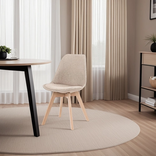 Jídelní židle Dimi béžová čalouněná skandinávská s dřevěnými nohami Intesi