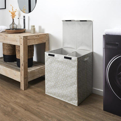 Dvojitý koš na prádlo 50x41x57 šedá látka