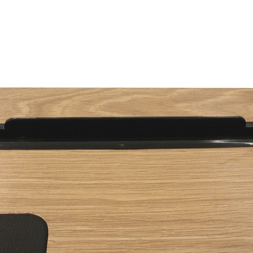 Industriální psací stůl Dolem Intesi se zásuvkou a podložkou na práci, černý s dubovou deskou 100 cm