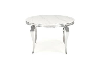 Kulatý skleněný stůl Munya 120 cm bílý glamour do jídelny a obýváku moderní