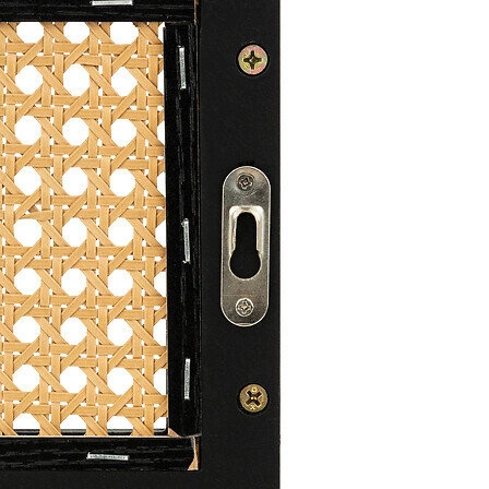 Černá nástěnná police Raquel 48x18 cm dřevěná na knihy a dekorace do obýváku Atmosphera