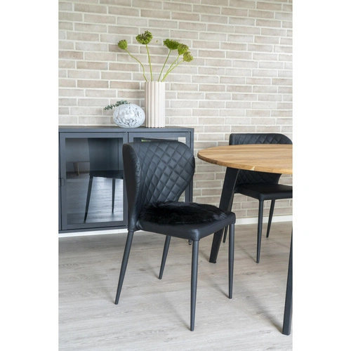 Chlupatá kulatá poduška na židli černá 35 cm House Nordic do obýváku