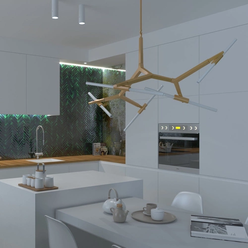 Závěsné svítidlo STICKS-6 zlaté moderní, nastavitelné nad jídelní stůl a do obýváku, 6 světel