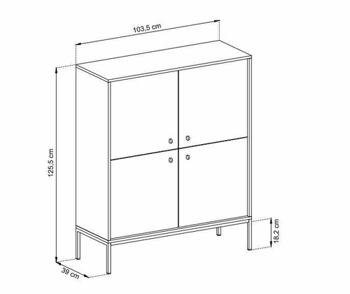 Vysoká béžová komoda Evora 125 cm moderní na nožičkách do obýváku a ložnice Intesi