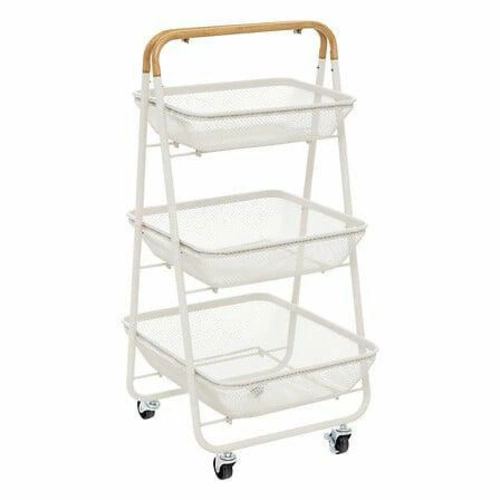 Kovový třípatrový regál na kolečkách Mayaj bílý do kuchyně, koupelny nebo kanceláře 5five