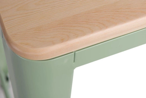 Barová stolička Paris Wood 65 cm zelená industriální kovová židle k kuchyňskému ostrůvku