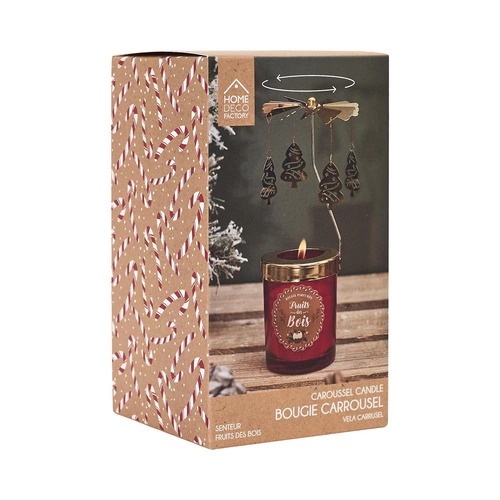 Vánoční vonná svíčka s kolotočem Intesi červená vánoční dekorace na stůl