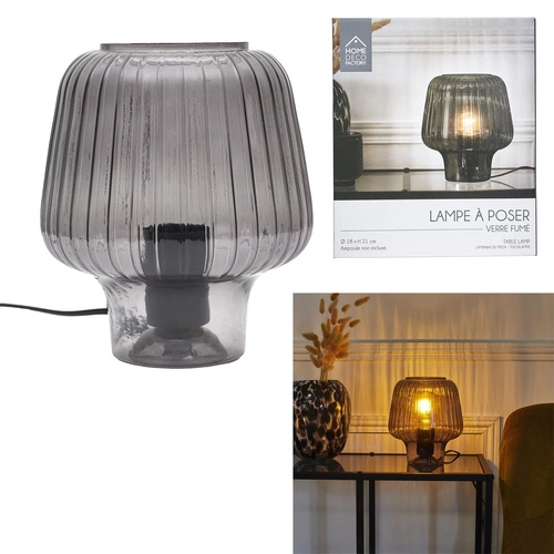 Stolní lampa Lasima kouřové sklo do obýváku a ložnice moderní glamour Intesi