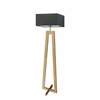 Stojací lampa JAWA grafitová s textilním stínidlem a dubovou konstrukcí do obýváku moderní skandinávský styl