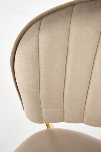 Čalouněná sametová židle Rachel béžová do jídelny a obýváku se zlatými nohami Intesi