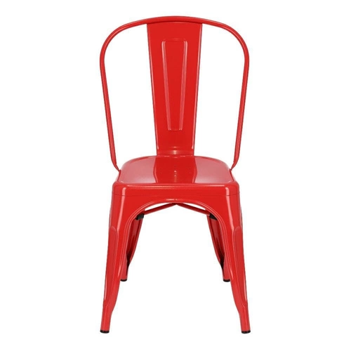Kovová jídelní židle Paris červená ve stylu industriálním inspirovaná Tolix do kuchyně