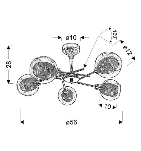 Závěsné svítidlo Ozzo skleněné chromované 5bodové do obýváku moderní nastavitelné