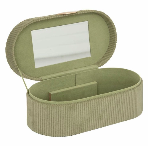 Zelený sametový organizér na šperky s přihrádkami a zrcátkem Atmosphera Enya