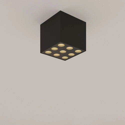 Stropní LED svítidlo OZZY černé minimalistické čtvercové do obýváku a kuchyně 9x16W