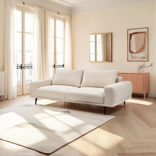 Rozkládací pohovka Salmi 3místná s funkcí spaní béžová do obýváku skandinávský styl