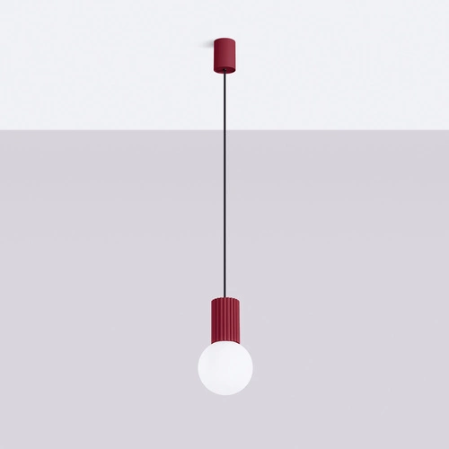 Moderní závěsné svítidlo HALO 1 bordó skleněná koule do obýváku a ložnice SOLLUX