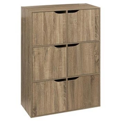 Komoda Kali úzká moderní dřevěná do předsíně 100 cm přírodní 6 zásuvek