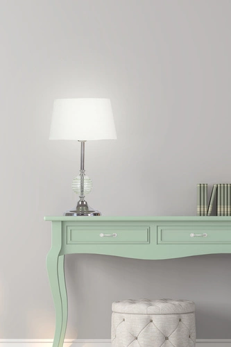 Noční lampička glamour Fero s bílým stínidlem, kovová do ložnice a obýváku CANDELLUX