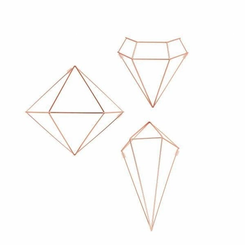 Prisma Cooper moderní kovová nástěnná geometrická dekorace Umbra do obýváku měděná 25 cm