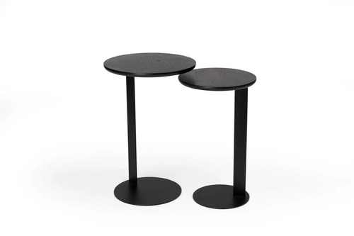 Odkládací stolek ODEN kulatý černý dub moderní loftový do obýváku a ložnice NORDIFRA 35 cm