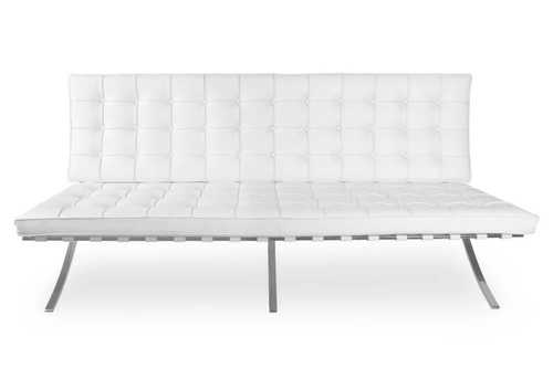 Kožená třímístná pohovka Ba inspirovaná Barcelona bílá glamour do obýváku D2.DESIGN