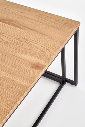 Sada 2v1 loftových konferenčních stolků Moxford dub zlatý a černý do obýváku