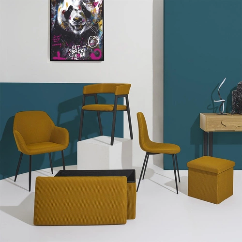 Žlutá čalouněná jídelní židle Craft Intesi s područkami, moderní do kuchyně