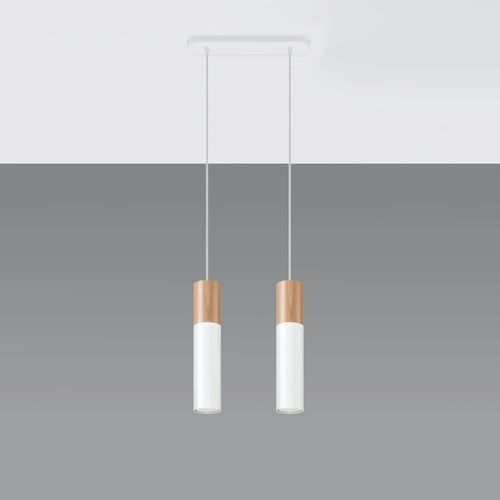 Závěsné svítidlo Pablo 2 bílé dřevěné moderní do obývacího pokoje, kuchyně nebo nad ostrůvek