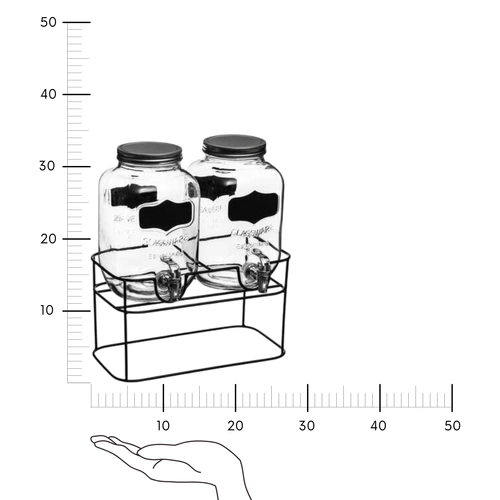 Sada 2 skleněných nádob na nápoje s kohoutkem na stojanu 4 l na párty 5five