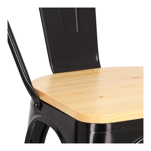 Jídelní židle Paris Wood D2.DESIGN černá kovová s dřevěným sedákem borovice