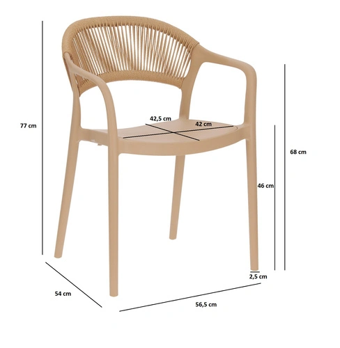 Zahradní židle Osma béžová Intesi z polypropylenu boho stohovatelná snadné čištění