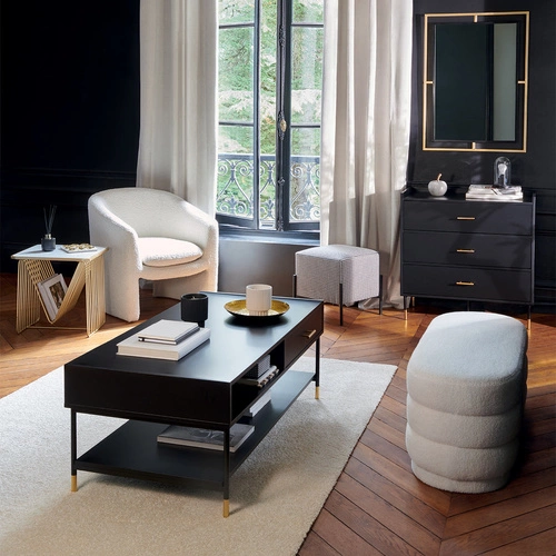 Černá komoda Tedy glamour se zásuvkami 80 cm moderní komoda do obýváku nebo ložnice