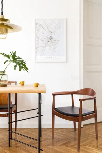 Dřevěná jídelní židle s područkami retro čalouněná eko kůží President D2.DESIGN