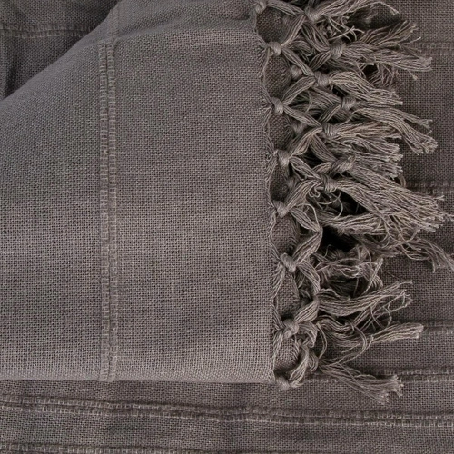 Bavlněný přehoz na postel Vintage Atmosphera 230x250 cm grafitový s třásněmi