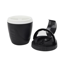 Lunchbox Travel Intesi kulatý černý těsný box na oběd s lžící do práce i školy